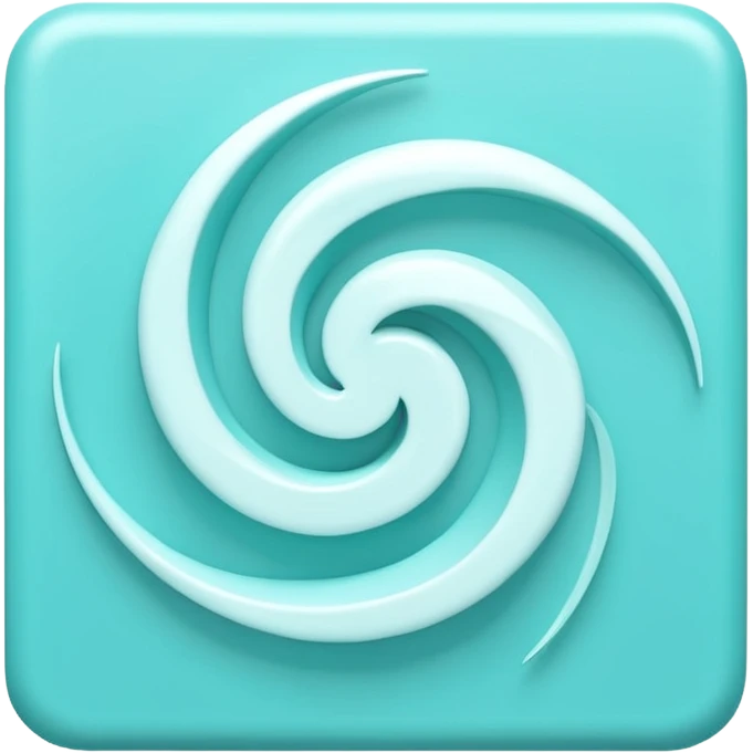 a Tiny compressed Stylized light-turquoise whirlwind symbol inside a pastel white square icon, light turquoise borders emoji