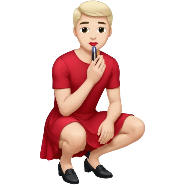 Submissive man on knees wearing female clothes emoji