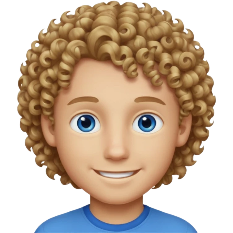Boy with curly dark blonde hair and blue eyes  emoji
