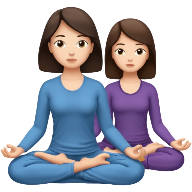 two brunetts meditating and breathing emoji