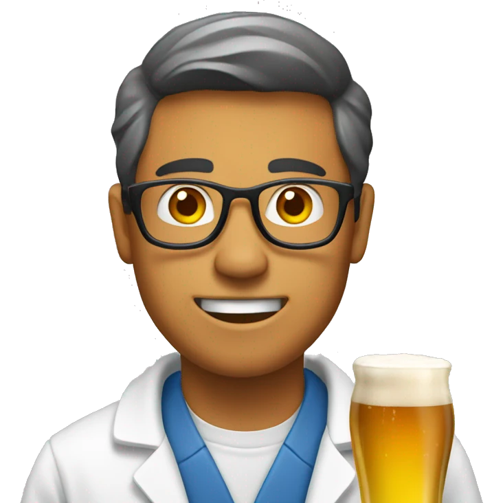 College scientist with beer emoji
