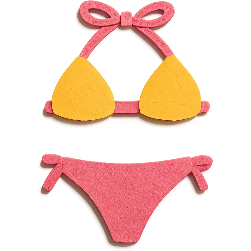 two-piece bikini swimsuit, paper-craft style illustration emoji
