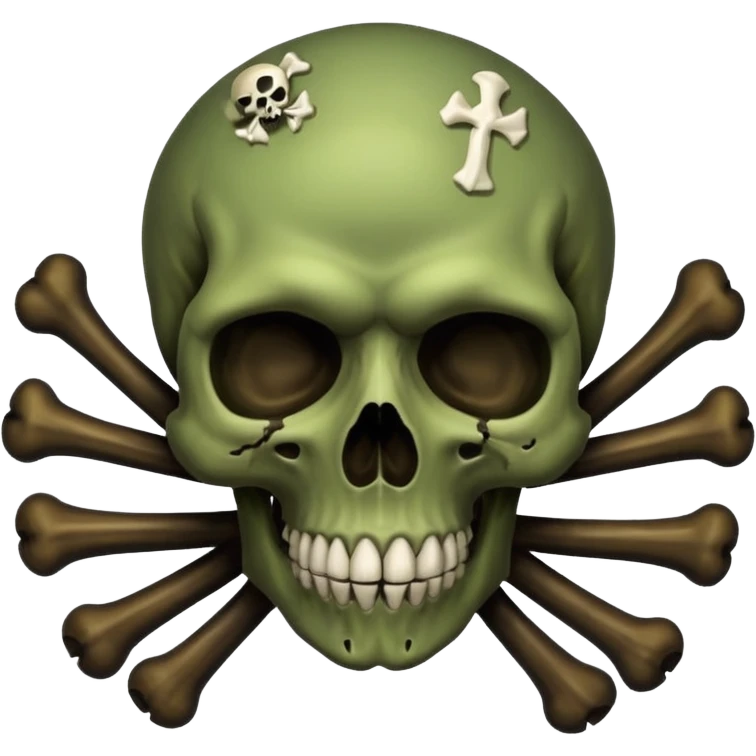 a poisonous cloud of gas, dark swamp color, with an image of a skull and two crossed bones behind the skull emoji