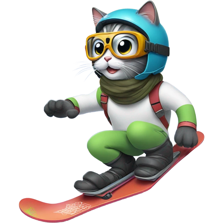 cat snowboarding emoji