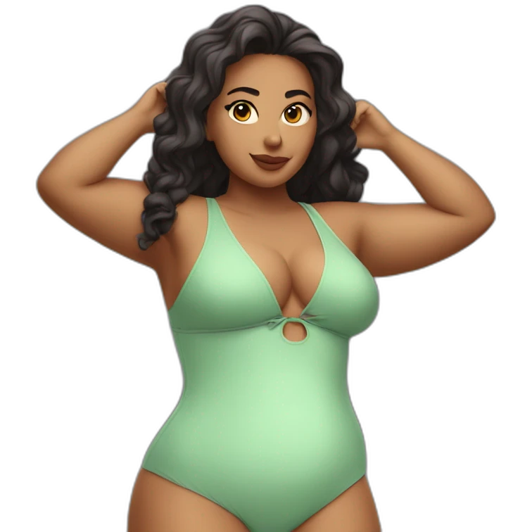 Slim-Thicc caucasian woman swimsuit posing emoji