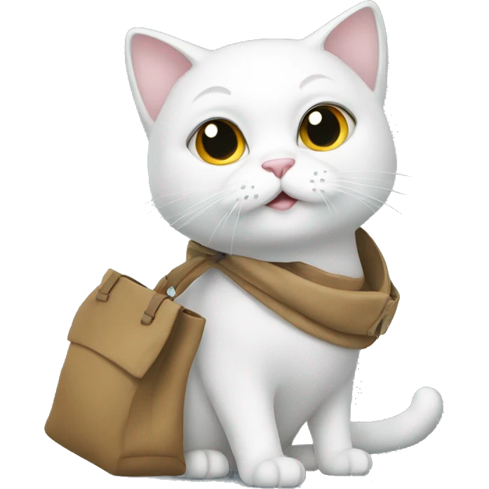 White cat with bag emoji