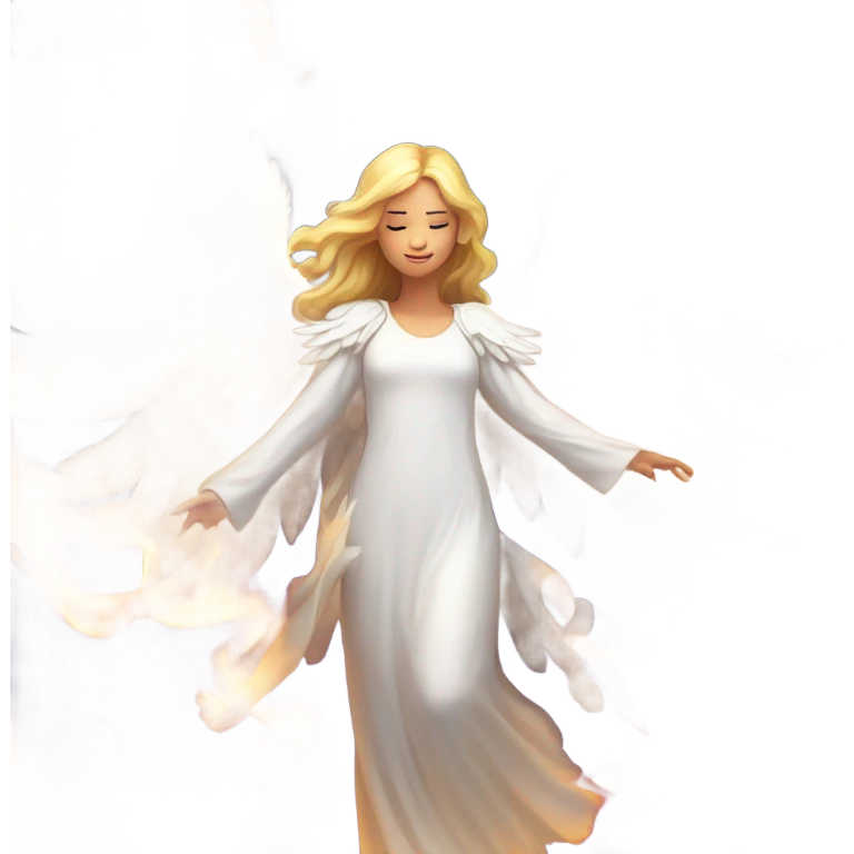 white angel, surrounded by fire
 emoji