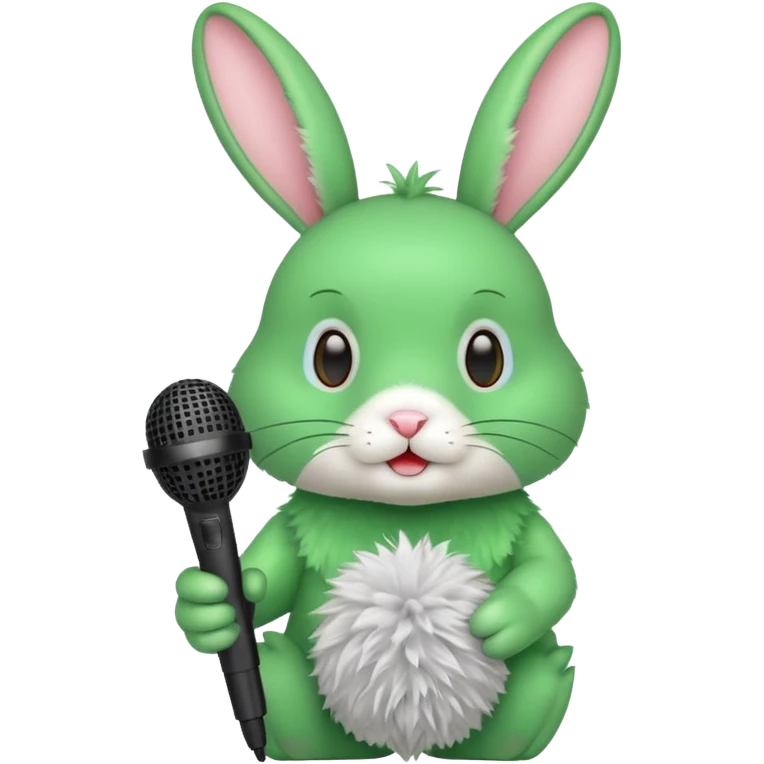 green rabbit with microphone emoji