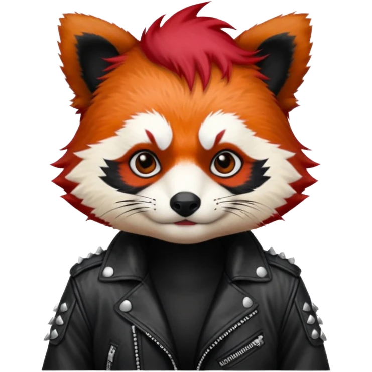 punk red panda with red and black hair emoji