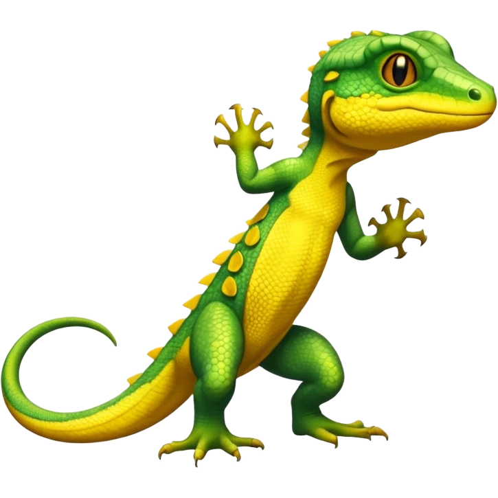 Yellow-lizard-Salandit-Gecko-Treecko-Kecleon-Fakémon-Pokémon-hybrid-creature (full body)  emoji