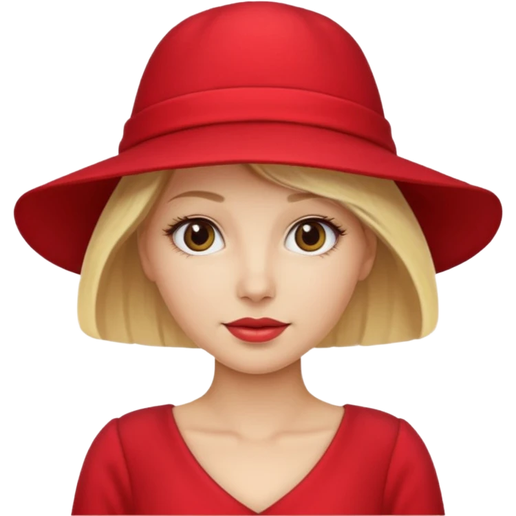 blonde woman wear red hat and dress emoji