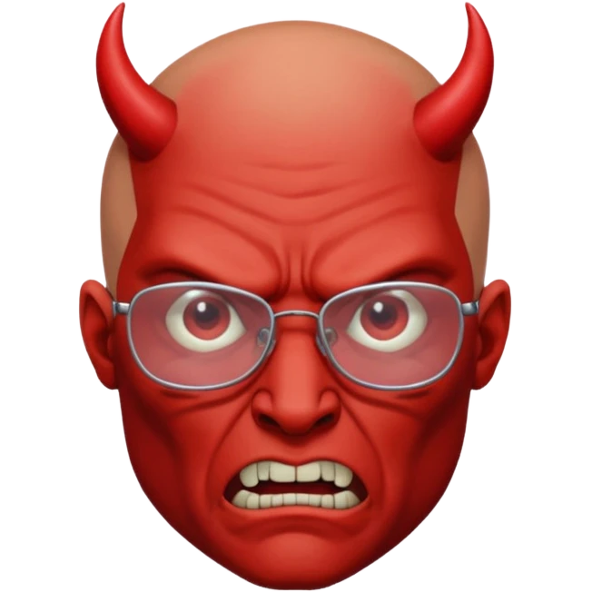 Devil man with rectangular glasses angry bald emoji