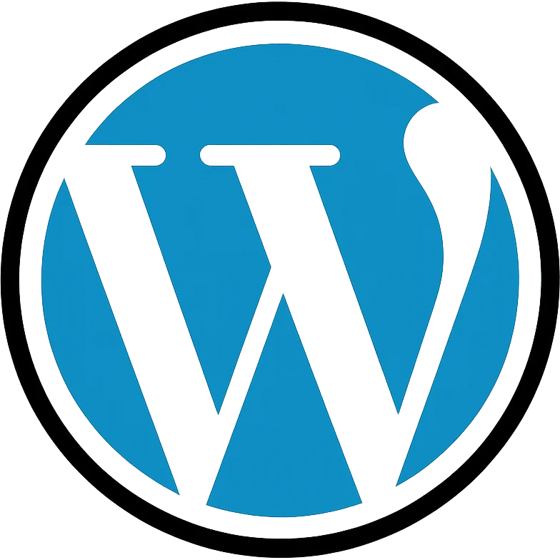 WordPress logo in official blue and white color scheme on white background emoji
