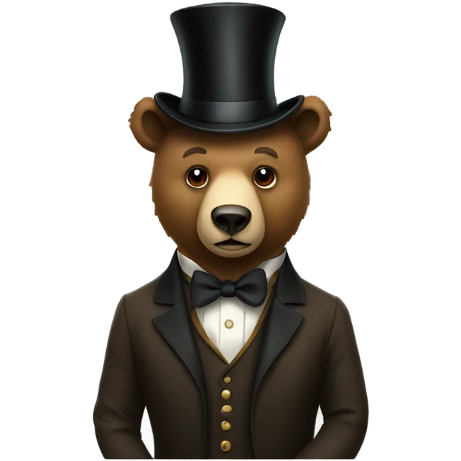 A bear wearing a bow and a tophat emoji