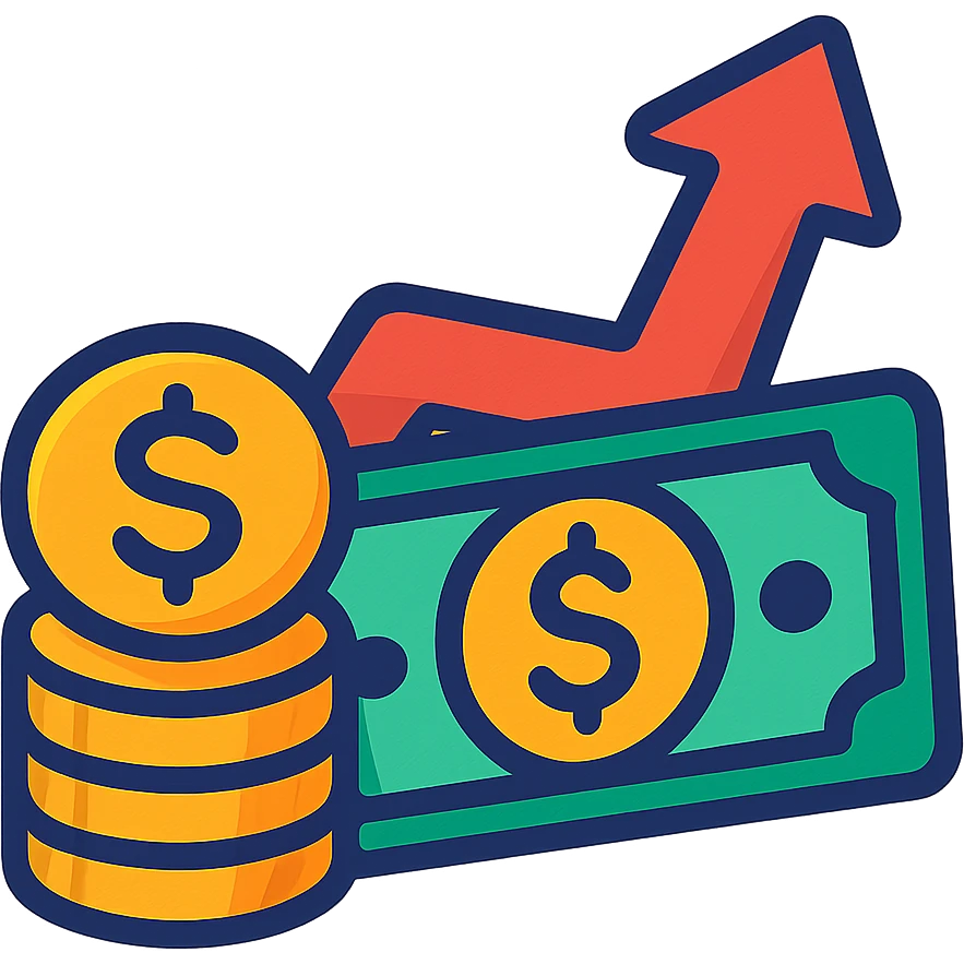 cartoon finance icon, vibrant colors, transparent background emoji