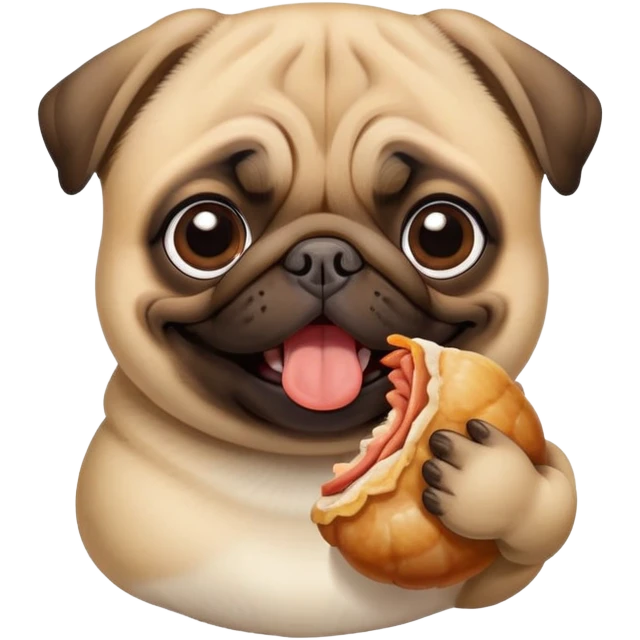 Pug eating chicken emoji