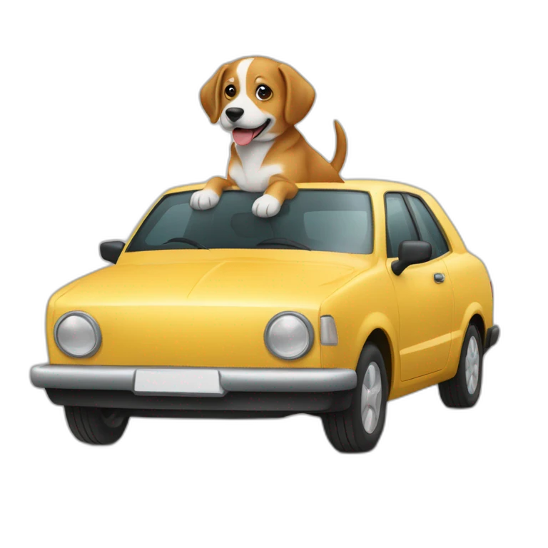 Chien sur une voiture emoji