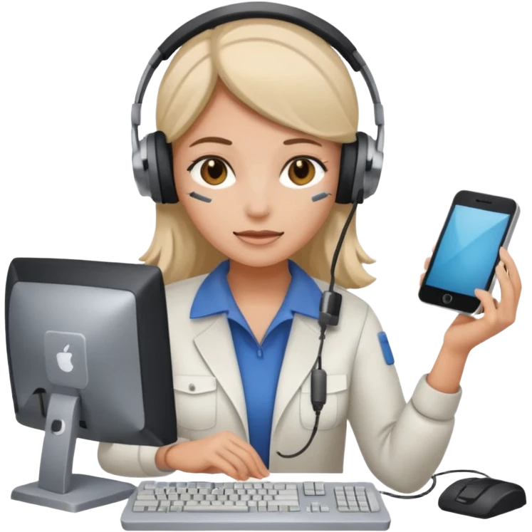 female computer technician fixing damaged computer emoji