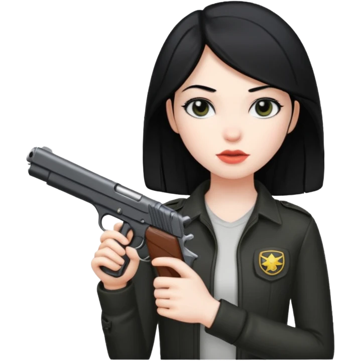 Girl with black hair and a gun  emoji