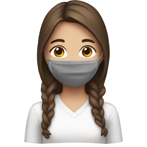 Girl with brown hair with a face mask emoji