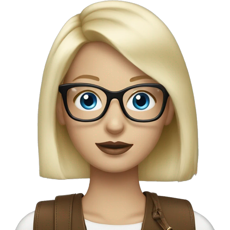 Blonde girl blue eyes and glasses with Prada bag emoji