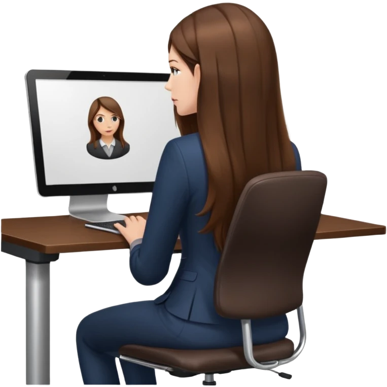 Woman from Back of head sitting on an office chair emoji