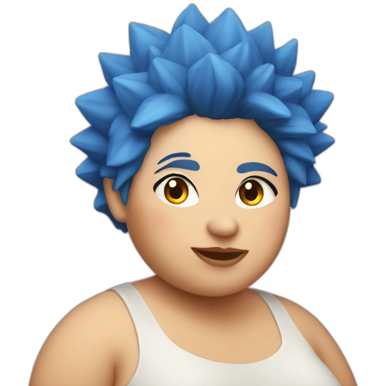 fat lesbian Chilean woman very short spiky blue hair emoji