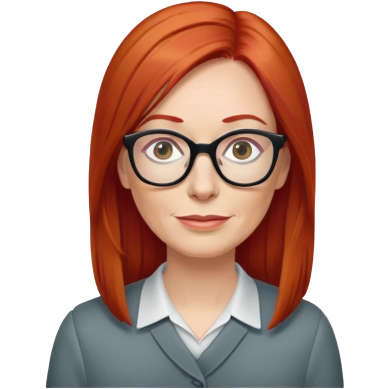 middle age Red head long straight hair pale skin wearing glasses emoji