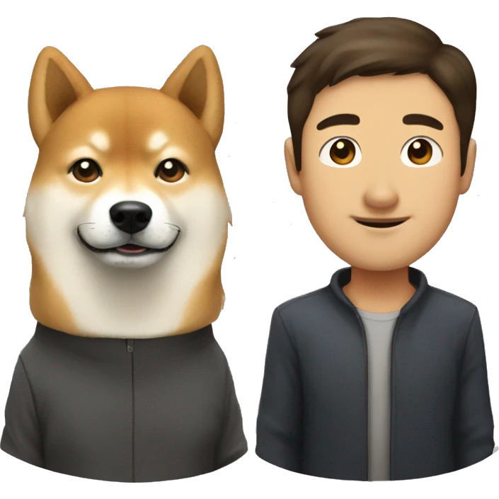 Shiba Inu with middle age man with dark hair  emoji