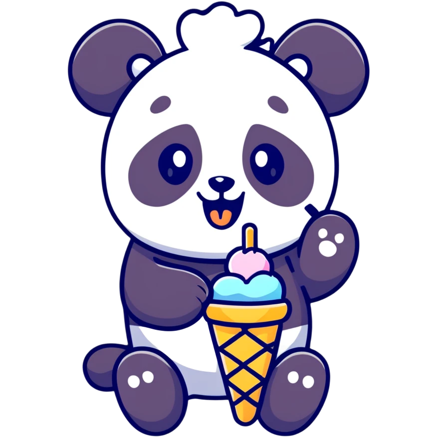 Panda eating ice cream emoji
