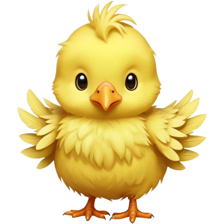 Baby chocobo from Final Fantasy, cute tiny yellow bird chick with fluffy feathers emoji