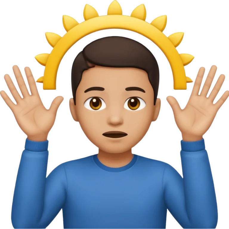 Nervous emoji + hands up emoji. Remove flow effects at the very top the of the hands palm forward so the head can be between the hands. Lightskin emoji emoji