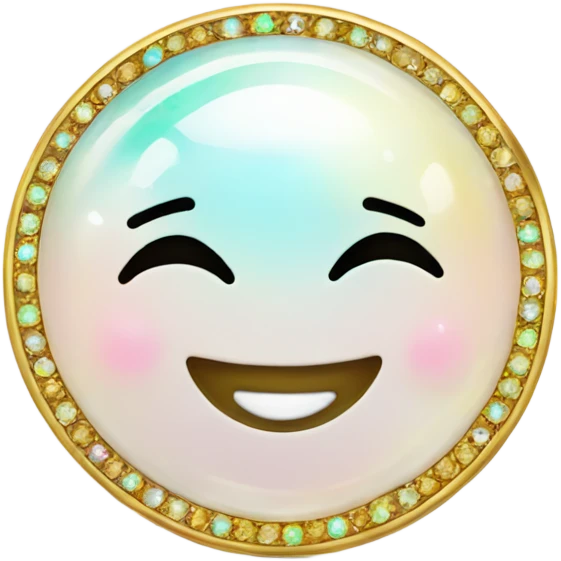 opal gemstone smiley face gold border emoji