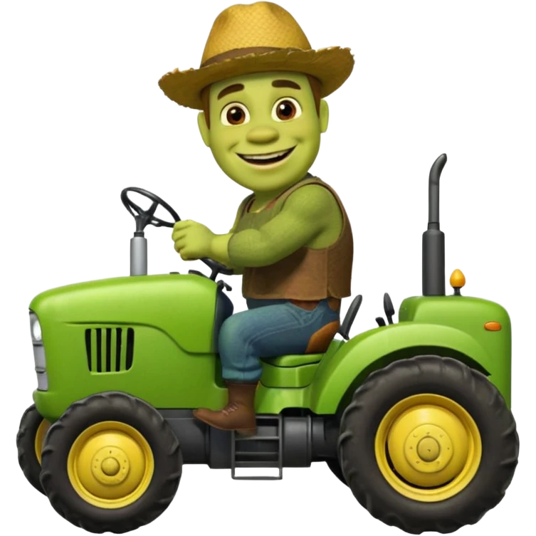 Shrek in tractor emoji