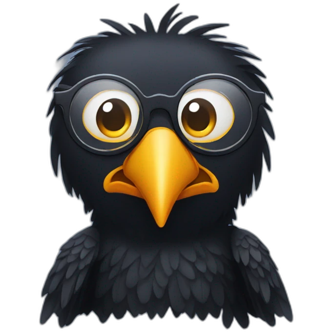 crow with big glasses emoji