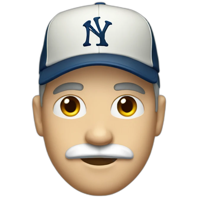 white man with sideburns and ny baseball cap and mustache emoji