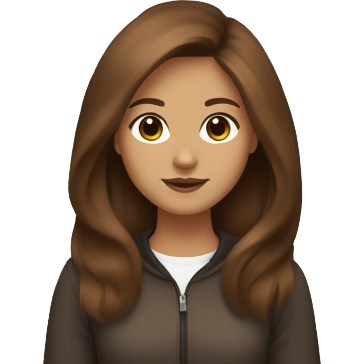 Girl with brown hair and write color  Pomeranian  emoji