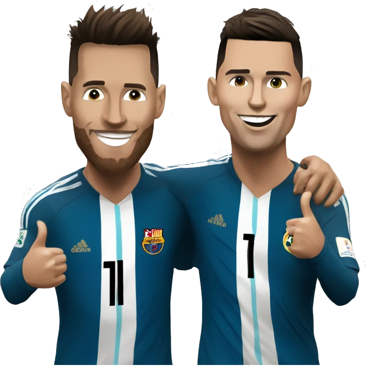 Messi and Ronaldo doing Ronaldo’s celebration emoji