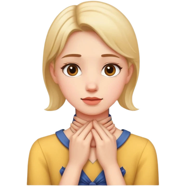 Girl with hands by neck emoji