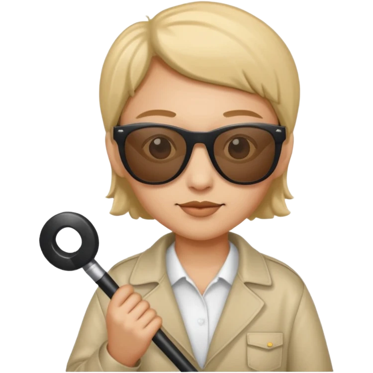 A blind person wearing sunglasses and holding a guide cane emoji
