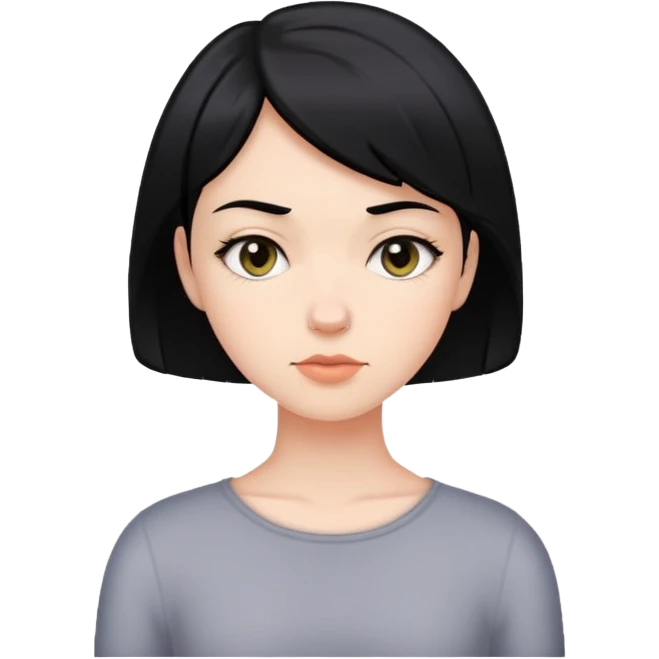 white girl with short black hair, neutral expression emoji