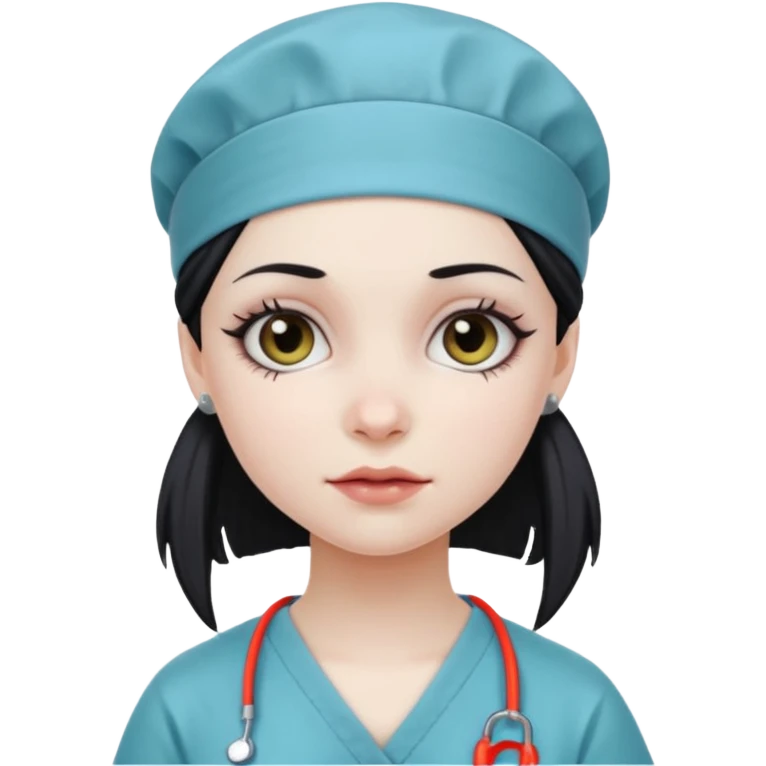 Hot goth girl wearing scrub cap emoji