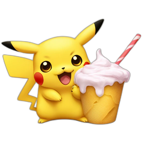 Pikachu qui mange une glace emoji