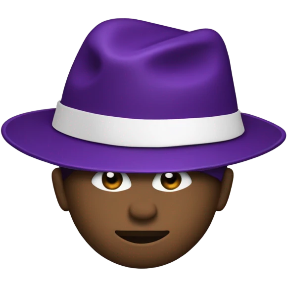 Black man wearing a hat, make the hate black, the brim of the hat purple, and a white letter P on the hat with the P being outlined in purple  emoji