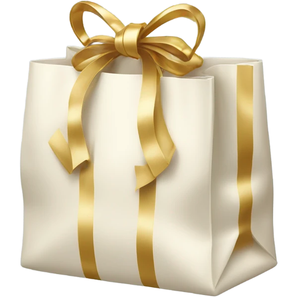Ivory Gift bag tied with gold bow  emoji