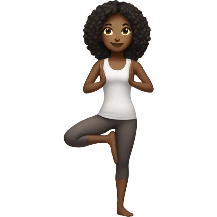 Black haired olive toned skinned girl in a yoga pose emoji