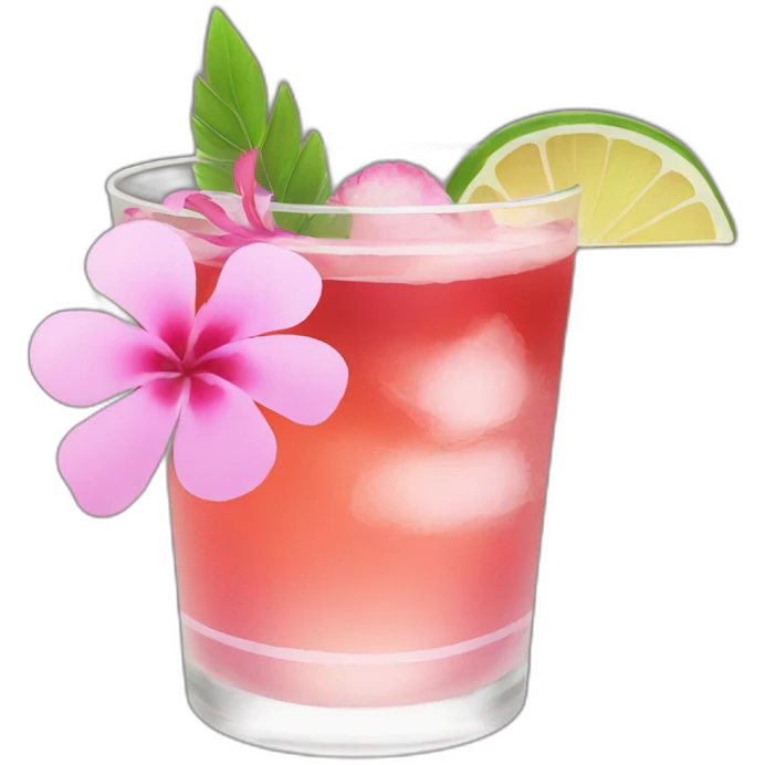 Cocktail with pink flowers emoji