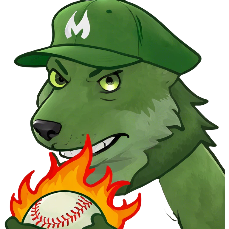 Wolf with fire around it and a softball emoji