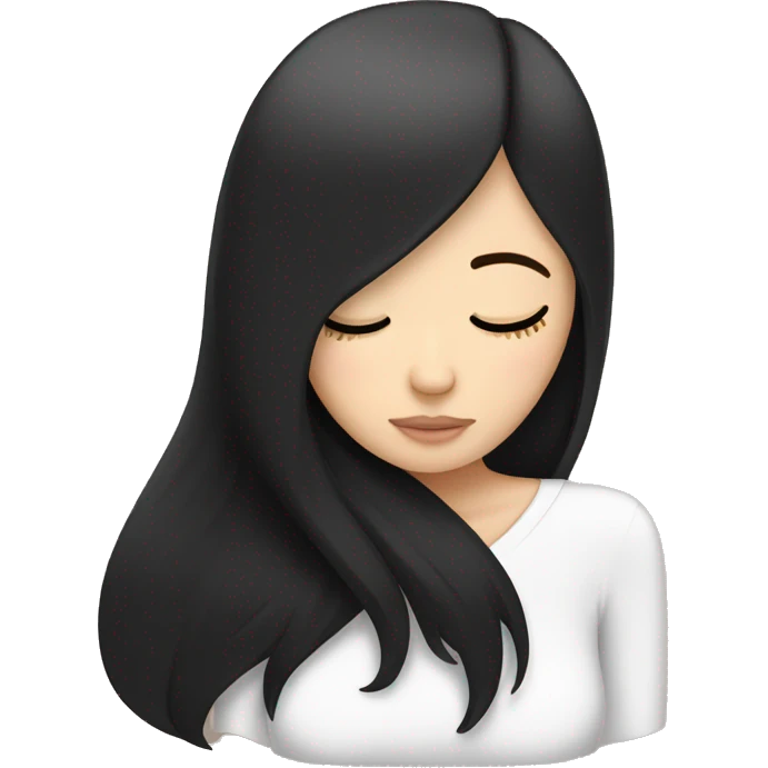 white girl with black straight hair sleeping emoji