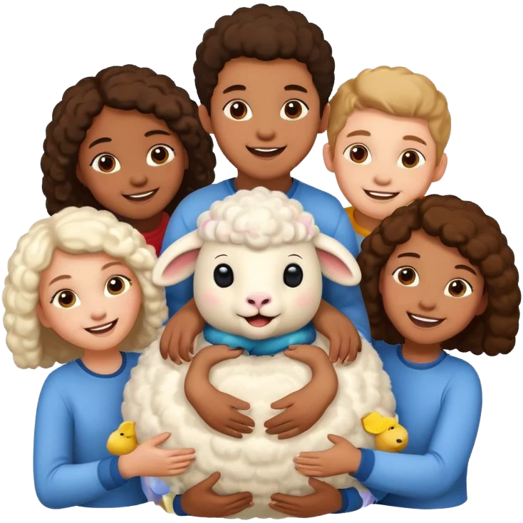 3 girls and 2 boys and a sheep emoji
